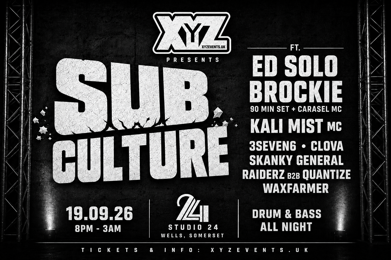 XYZ Events Studio 24 Wells event flyer